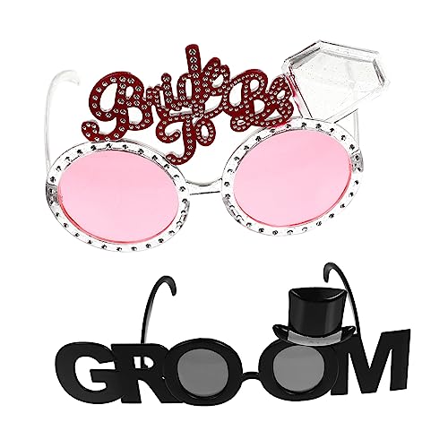 FOMIYES 2 Stück Braut Und Bräutigambrillen Bräutigam Brillen Hochzeitsdeko Dekoration Junggesellenbrille Braut Und Bräutigam Partycode Sonnenbrille Junggesellinnenabschied Ehre von FOMIYES