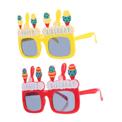 FOMIYES 2 Stück Geburtstagsbrillen Eiscreme Design Lustige Foto Requisiten Leichtes Material Partyaccessoires für Erwachsene Wasserrot und Cremegelb von FOMIYES