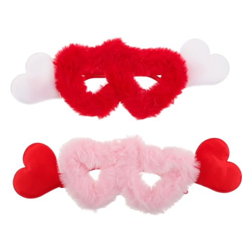 FOMIYES 2 Stück Teiliges Herzförmige Plüschbrillen Flauschige Leichte Rahmenlose Party-sonnenbrille mit Weichem Samtbezug Trendige Lustige Valentinstag Kostüm-accessoires für Damen von FOMIYES