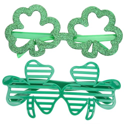 FOMIYES 2 Stück Teiliges Shamrock Partybrillen Grüne Kleeblatt Brillen für Patricks Day Kostüm Lustige Foto Requisiten Fasching Accessoires zur Festtagsdekoration Unisex Passend von FOMIYES