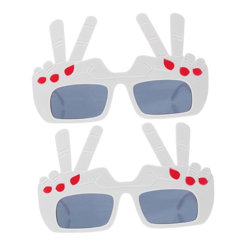 FOMIYES 2 Stück lustige Brille Peace-Zeichen-Brille Sonnenbrille überdimensioniert Gläser Party LED Gesten-Brillen-Requisiten Geste Cosplay Prop Gesten-Brillenzubehör Gestenkostüm Stk Weiß von FOMIYES