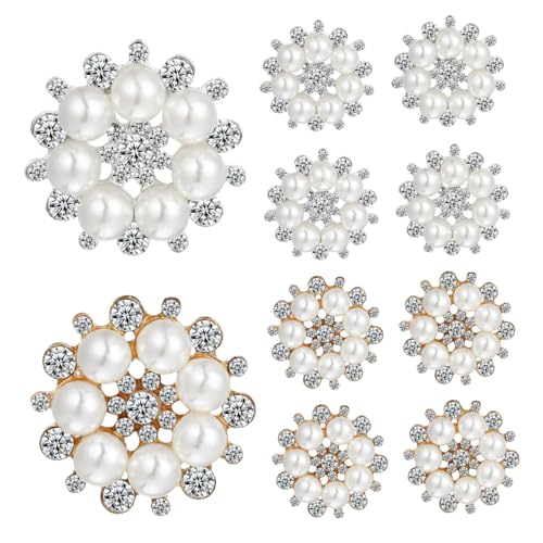 FOMIYES 20 Stück Strass Knöpfe mit Perlen Flache Rückseite Schmuckverzierung für DIY Haarschmuck Kleidungsstücke Schuhe und Accessoires Glitzernde Bastelknöpfe zum Annähen Silber und von FOMIYES