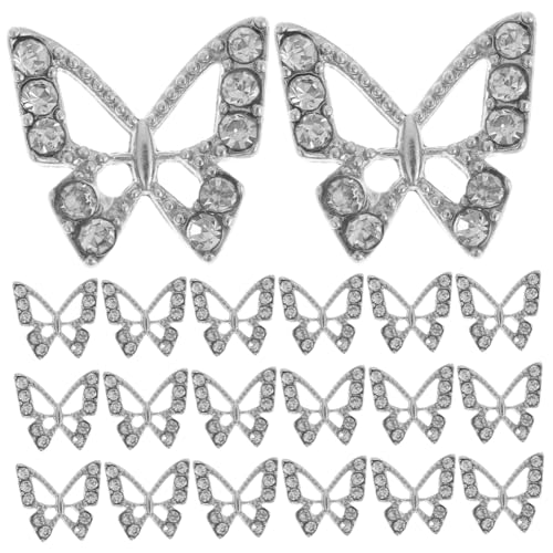 FOMIYES 20 Stück Teiliges Nail Art Charms Schmetterlinge aus Hochwertiger Legierung und Strasssteinen Langlebige Maniküre Dekoration für Natürliche und Künstliche Nägel Glänzend und von FOMIYES