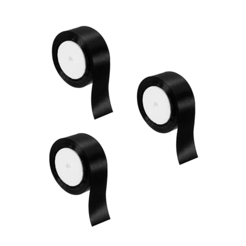 FOMIYES 3 Rollen Breites Schwarzes Polyester Geschenkband für Valentinstag Geburtstagsgeschenke Blumenarrangements Diy Basteln Schleifen und Festliche Dekorationen von FOMIYES