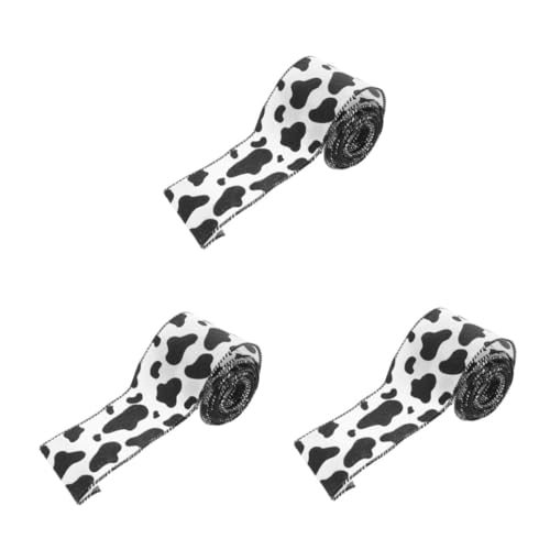 FOMIYES 3 Rollen Grosgrain Band mit Kuhmuster Breit Drahtkante für Vielseitiges Basteln Geschenkverpackung DIY Kränze und Partydekoration Einfach zu Handhaben für Altersgruppen von FOMIYES