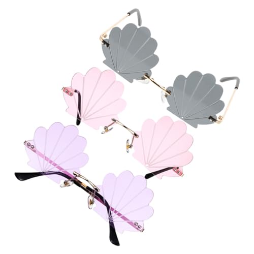 FOMIYES 3 Stück Randlose Muschelbrille Sonnenbrille in Muschelform funky rahmen flammenlose sonnenbrille Randlose Stern-Sonnenbrille Partyzubehör Strand Sonnenbrille Metall FOMIYES 3 Stück Randlose Muschelbrille Sonnenbrille in Muschelform funky rahmen flammenlose sonnenbrille Randlose Stern-Sonnenbrille Partyzubehör Strand Sonnenbrille Metall von FOMIYES