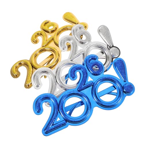FOMIYES 3 Stück Zahlenbrillen aus Leichtem Kunststoff mit Glitzereffekt und Ausrufezeichen Unisex Silvester Partybrille für Neujahrsfeiern Modisches Accessoire für Festliche Anlässe von FOMIYES