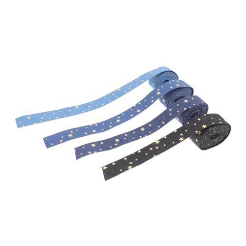 FOMIYES 4 Rollen Denim Stoffband mit Goldfarbenen Sternen Breit Strapazierfähiges Jean Gewebe Vielseitiges Diy Band für Kleidung Schleifen Partydekorationen und Näharbeiten von FOMIYES