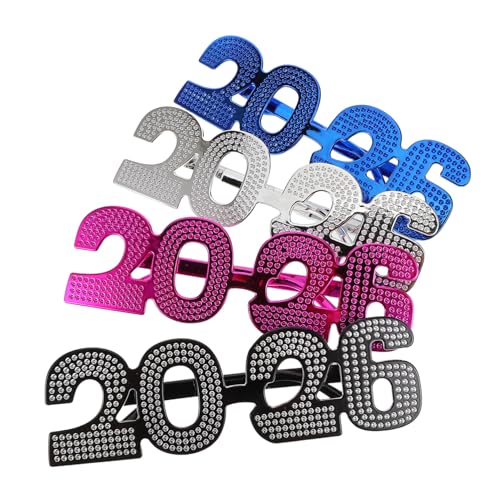 FOMIYES 4 Stück Lustige Neujahrsbrillen Glitzernde Partyaccessoires für Silvester Karneval und Feiern Spaßige Sonnenbrillen für Erwachsene Deko für Festliche Anlässe von FOMIYES