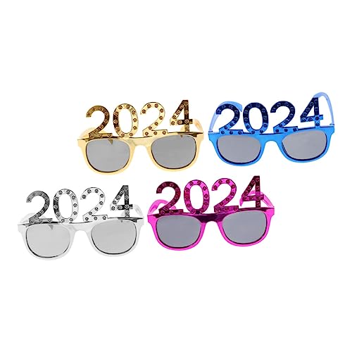 FOMIYES 4 Stück Neujahrsbrillen Lustige Sonnenbrillen für Partys Fotorequisiten für Silvester Geburtstagsfeiern und Karneval Leicht und Tragbar Cooles Design FOMIYES 4 Stück Neujahrsbrillen Lustige Sonnenbrillen für Partys Fotorequisiten für Silvester Geburtstagsfeiern und Karneval Leicht und Tragbar Cooles Design von FOMIYES
