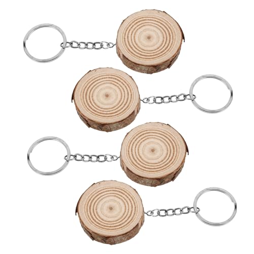 FOMIYES 4 Stück Runde Naturholzscheiben Unlackierte Holzscheiben für DIY Schlüsselanhänger Bemalbare Holzplatten zum Basteln Rustikale Baumscheiben für Handwerk und Dekoration von FOMIYES