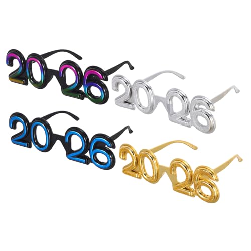 FOMIYES 4 Stück Teiliges Partybrillen aus Robustem Pc Glitzernde Zahlen Sonnenbrillen in Gold Silber Regenbogen und Blau Bunte Neujahrs Accessoires für Silvester und Halloween Fotospaß FOMIYES 4 Stück Teiliges Partybrillen aus Robustem Pc Glitzernde Zahlen Sonnenbrillen in Gold Silber Regenbogen und Blau Bunte Neujahrs Accessoires für Silvester und Halloween Fotospaß von FOMIYES