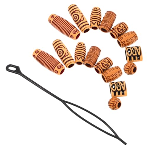 FOMIYES 40 Stück Haarperlen Aus Holz: Großes Loch, Dreadlock-bart-röhrenperlen – Afrikanische Haar-accessoires, Schmuckdekoration Für Frauen Und Männer, Zöpfe, Diy-bastelbedarf von FOMIYES