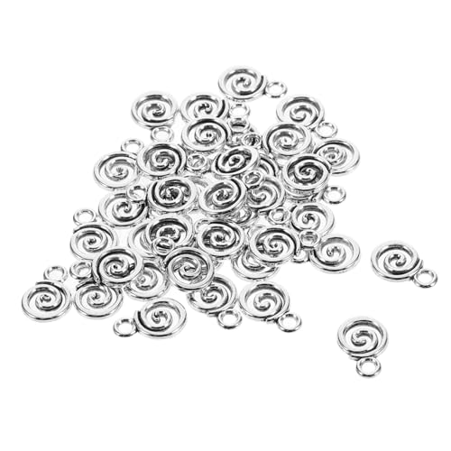 FOMIYES 40 Stück Wirbel-Anhänger DIY -Schmuckzubehör flache Perlen für Armbänder Blumencharme Blumenzauber Knebelverschlüsse für die Schmuckherstellung Metall Silver FOMIYES 40 Stück Wirbel-Anhänger DIY -Schmuckzubehör flache Perlen für Armbänder Blumencharme Blumenzauber Knebelverschlüsse für die Schmuckherstellung Metall Silver von FOMIYES