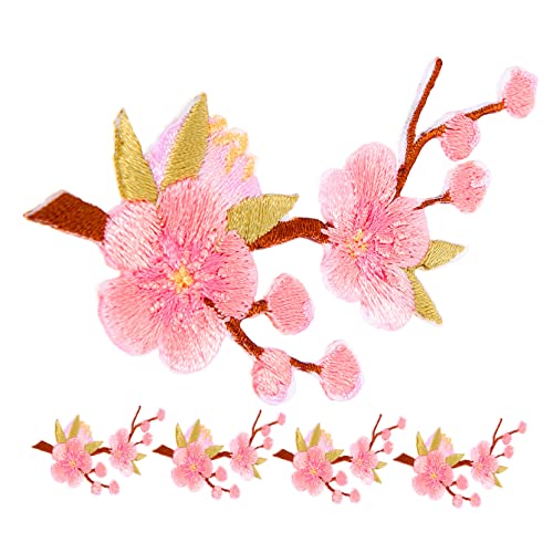 FOMIYES 5 Stück Blumen Patches Pflaumenblüten Bügel Patches Bestickte Applikationen für Kleidung Diy Deko für Taschen und Bekleidung Einfache Anwendung von FOMIYES