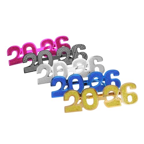 FOMIYES 5 Stück Teiliges Set Glitzerzahl Brille Lustige Year Party Eyewear für Silvester Abschlussfeier und Fotobooth Deko und von FOMIYES