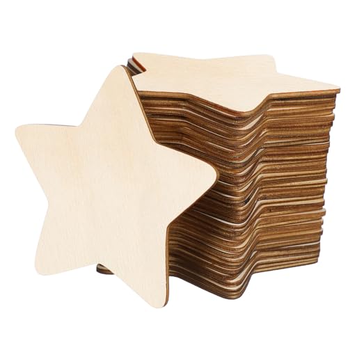 FOMIYES 50 Stück Holz-Sternscheiben Holz-Sternausschnitte blanko Sternformen unlackiert Sternverzierungen Ornamente für Weihnachten Hochzeit DIY Zubehör 10 cm von FOMIYES