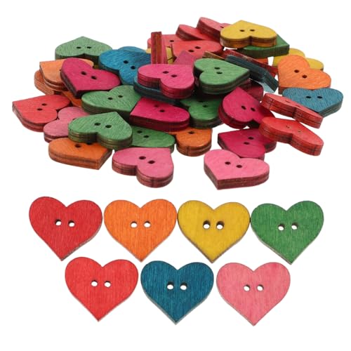 FOMIYES 50 Stück Knopf für Handwerk Kleine Knöpfe Bastelknöpfe Hochzeitsknöpfe Holzknopf Hochzeitstischdekorationen Holz Herzdekoration Herzknöpfe Valentinstag-Schaltflächen hölzern von FOMIYES