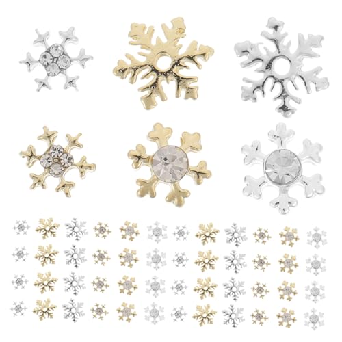 FOMIYES 60 Stck Teiliges Nagelschmuck Schneeflocken Nail Charms Gold und Silber Leichte Dekorative Nageldekorationen für Gelnägel Nailart Zubehör für Frauen und Mädchen von FOMIYES