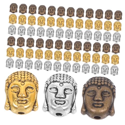 FOMIYES 60 Stück Buddha Perlen Metall Vintage Buddha Kopf Perlen Mit Großen Löchern Für DIY Armbänder Schlüsselanhänger Schmuckherstellungszubehör von FOMIYES