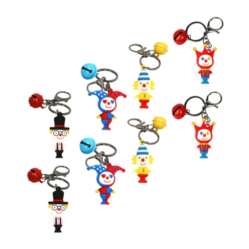 FOMIYES 8 Stück Lustige Clown Schlüsselanhänger Kreative Clown Puppen Anhänger mit Glocke Dekorative Schlüsselringe für Taschen Rucksäcke von FOMIYES
