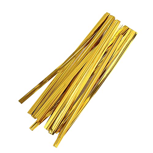 FOMIYES 800 Stück Goldenes Drahteilseil Partytaschen Süßigkeitentasche Lecker Opp Krawatten Zum Verpacken Von Geschenken Brotbeutel Binden Behandeln Taschen Krawatten Süßbeutelkrawatten von FOMIYES