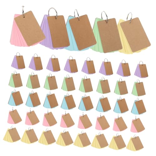 FOMIYES Blanko Karteikarten mit Ring Pastellfarben Gelb Blau Lila Grün Rosa Kleine Indexkarten für Notizen Vokabeln DIY Memo Handschriftliche Übungen Langlebiges Papier von FOMIYES