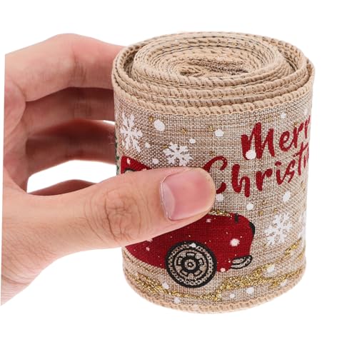 FOMIYES Breites Weihnachts Geschenkband mit Drahtkante Imitation Leinen Lange Schleife für Wiederverwendbare Geschenkverpackung Bastelband mit Festlichem Druck für Diy Dekorationen FOMIYES Breites Weihnachts Geschenkband mit Drahtkante Imitation Leinen Lange Schleife für Wiederverwendbare Geschenkverpackung Bastelband mit Festlichem Druck für Diy Dekorationen von FOMIYES