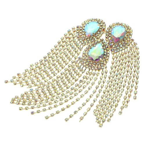 FOMIYES Große Strass Brosche mit Quasten Dekorative Applikation für Kleidung und Anzüge Goldfarbener Ab Vielseitiger Schmuck für DIY Bekleidung und Accessoires von FOMIYES
