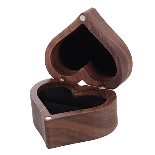 FOMIYES Herzförmige Holzringbox für Verlobungsanträge Vintage Schmuckschatulle mit Magnetverschluss zur Aufbewahrung von Ringen und Ohrringen für Hochzeit und Valentinstag von FOMIYES