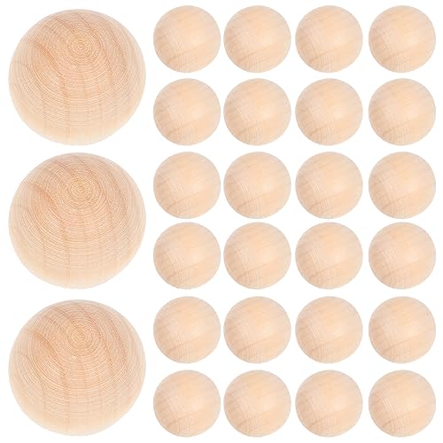 FOMIYES Holzkugelperlen Unvollendete Holzperlen Diy-Mini-Rundperlen Massive Holz-Abstandsperlen Zubehör Für Heimwerker 50 Stück (25 Mm) von FOMIYES