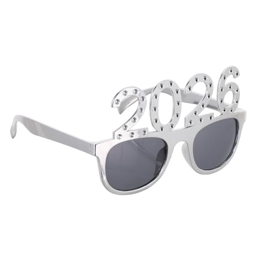 FOMIYES Partybrille Silberne Zahlen Sonnenbrille aus Robustem Pc Material Leicht und Langlebig für Silvester Abschlussfeier Vielseitige Partydekoration und Fotoaccessoire von FOMIYES