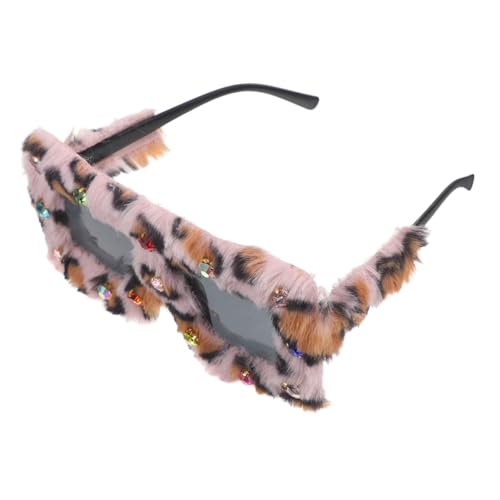 FOMIYES Plüsch Sonnenbrille Pelzige Maskerade Brille Quadratische Plüsch Brille Strass Party Sonnenbrille Quadratisch von FOMIYES
