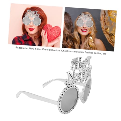 FOMIYES Silberne Happy Year Partybrille Foto Requisite Kreative Neujahrsbrille für Erwachsene und Passende Spaßige Dekoration für Silvesterfeier FOMIYES Silberne Happy Year Partybrille Foto Requisite Kreative Neujahrsbrille für Erwachsene und Passende Spaßige Dekoration für Silvesterfeier von FOMIYES
