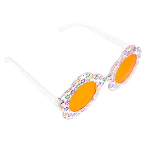 FOMIYES Sonnenbrille Blumenmuster Lustige Fotobrille für Geburtstag Party Beachparty Blüten Blütenform Transparent Orange Gläser Zubehör von FOMIYES