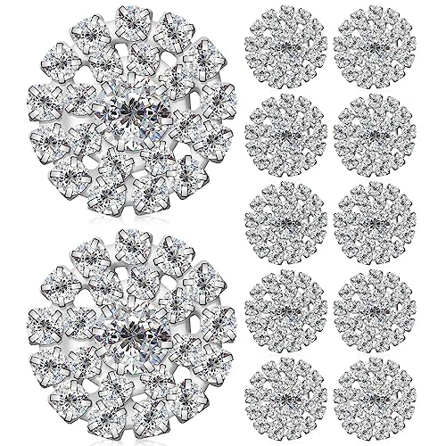 FOMIYES 12 StüCk Runde StrassknöPfe Silber 19mm, Strasssteine Zum AufnäHen FüR Diy Brautstrauß, Einladungen, Haarschmuck, Hochzeit, Kleidung, Taschen von FOMIYES