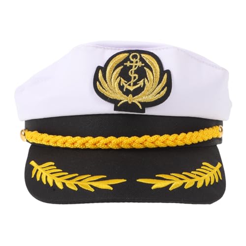 FOMIYES Verstellbare Weiße Kapitänsmütze Atmungsaktiv Admiral Hut Faltbar Sommer Mütze Damen Herren für Halloween Karneval Cosplay FOMIYES Verstellbare Weiße Kapitänsmütze Atmungsaktiv Admiral Hut Faltbar Sommer Mütze Damen Herren für Halloween Karneval Cosplay von FOMIYES