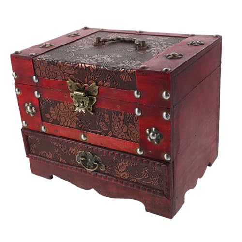 FOMIYES Vintage Schmuckschatulle mit Schloss Retro Holz Schmuckbox im Antiken Stil Dekorative Aufbewahrungsbox für Schmuck und Eitelkeiten Einzigartiges Design mit Chinesischen Elementen FOMIYES Vintage Schmuckschatulle mit Schloss Retro Holz Schmuckbox im Antiken Stil Dekorative Aufbewahrungsbox für Schmuck und Eitelkeiten Einzigartiges Design mit Chinesischen Elementen von FOMIYES