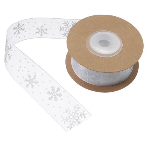 FOMIYES Weißes Schneeflocken Geschenkband aus Chiffon Elegante Winterliche Weihnachtsdeko Weiches Knitterfreies Band für DIY Verpackung Party Festtagsdekoration von FOMIYES