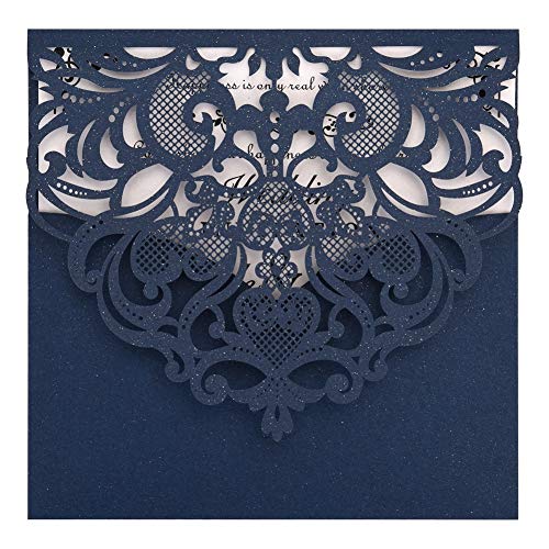 FOMTOR Dunkelblaue, lasergeschnittene Hochzeitseinladungen mit leerem Innenblatt und Umschlägen für Hochzeiten, Geburtstagsfeiern, Babypartys 50 Stück FOMTOR Dunkelblaue, lasergeschnittene Hochzeitseinladungen mit leerem Innenblatt und Umschlägen für Hochzeiten, Geburtstagsfeiern, Babypartys 50 Stück von FOMTOR