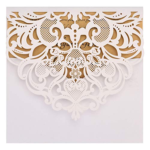 FOMTOR Lasergeschnittene Einladungskarten mit Innenblättern und Umschlägen, Hochzeitseinladungs-Set für Hochzeiten, Geburtstage, Babypartys, Weiß, 50 Stück FOMTOR Lasergeschnittene Einladungskarten mit Innenblättern und Umschlägen, Hochzeitseinladungs-Set für Hochzeiten, Geburtstage, Babypartys, Weiß, 50 Stück von FOMTOR