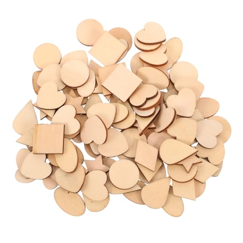 FONDOTIN 1 Packung Unbehandelte Holzformen, Ausschnitte, Runde, Quadratische Und Ovale Holzscheiben, Leere Etiketten, Verzierung Für Diy-malerei, Heimdekoration, Bastelbedarf von FONDOTIN
