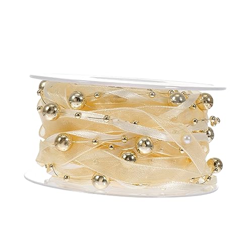 FONDOTIN 1 Rolle Perlenkettenband kunststoffperlen haar schleife Vielseitig Dekoration Blau Blumenverpackungsband Zubehör zum Verpacken von Blumen 60% Polyester und 40% Kunststoff Golden FONDOTIN 1 Rolle Perlenkettenband kunststoffperlen haar schleife Vielseitig Dekoration Blau Blumenverpackungsband Zubehör zum Verpacken von Blumen 60% Polyester und 40% Kunststoff Golden von FONDOTIN
