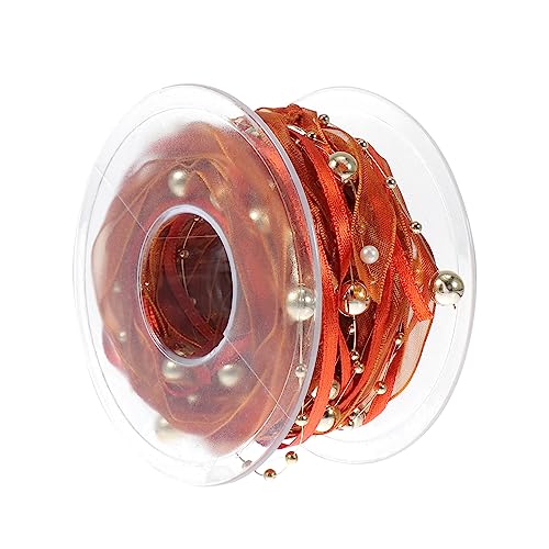 FONDOTIN 1 Rolle Perlenverziertes Band Chiffon Seidenband Organza -band Burgund Für Bänder Blumen Bandblumen Zum Basteln Schleife Verdrahtetes Band Brown 60% Polyester Und 40% Kunststoff von FONDOTIN
