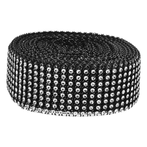 FONDOTIN 1 Rolle Selbstklebendes Strassband Reihig Glitzer Rhinestone für DIY Bastelarbeiten Hochzeits und Festtagsdekorationen Schwarz mit Silberakzenten von FONDOTIN