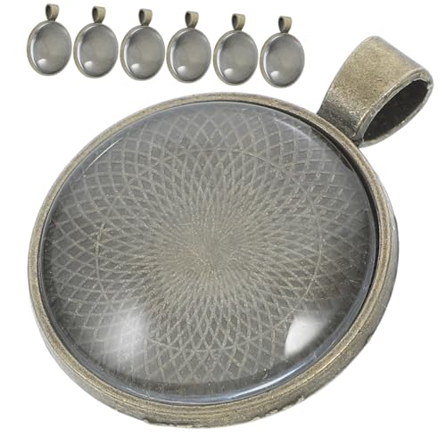 FONDOTIN 1 Satz Glasanhänger klebefliesen Anhängerschalen für Handwerk Glaskuppel-Cabochons Leeres Einfassungsfach aus Metall Lünettentabletts für Charms Anhänger Tablett Legierung Silber von FONDOTIN