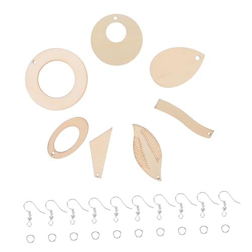 FONDOTIN 1 Satz Holzohrringen DIY Ohrring Bastelset mit Bohrungen und Ohrringhaken für Designs Leicht und Hautfreundlich für Kreative Schmuckprojekte von FONDOTIN