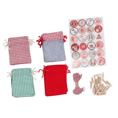 FONDOTIN 1 Satz Weihnachtskalendertasche Countdown-kalendertasche Weihnachtsbehälter Advents-weihnachtskalender Weihnachten Countdown-kalender Süßigkeitentüten Holz von FONDOTIN