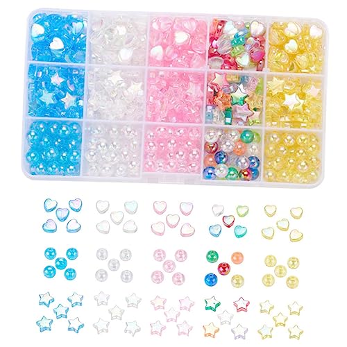 FONDOTIN 1 Schachtel Bunte Acrylperlen für DIY Armbänder und Schmuckherstellung Herzförmige und Runde Spacer Perlen für Kreative Projekte für Bastelarbeiten und Geschenkideen von FONDOTIN