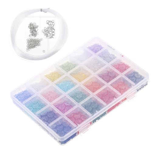 FONDOTIN 1 Schachtel DIY Schmuck Zubehör Glasperlen Spacer Perlen für Armbänder und Box Faden Karabinern und Ringen für Bastelprojekte von FONDOTIN